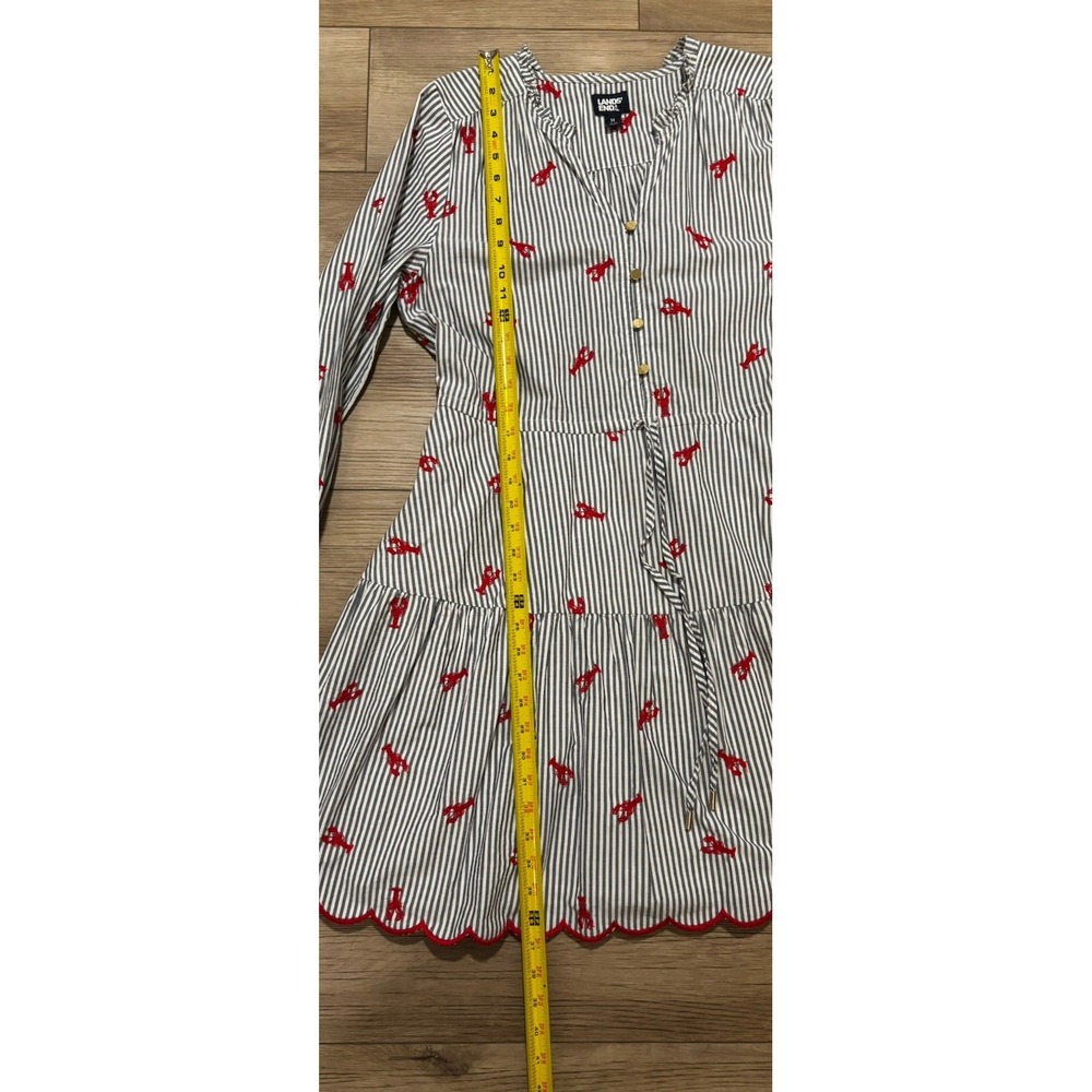 Lands' End Long Sleeve Lobster Embroidery Mini Popover Dress Medium 10/12 - Picture 7 of 11